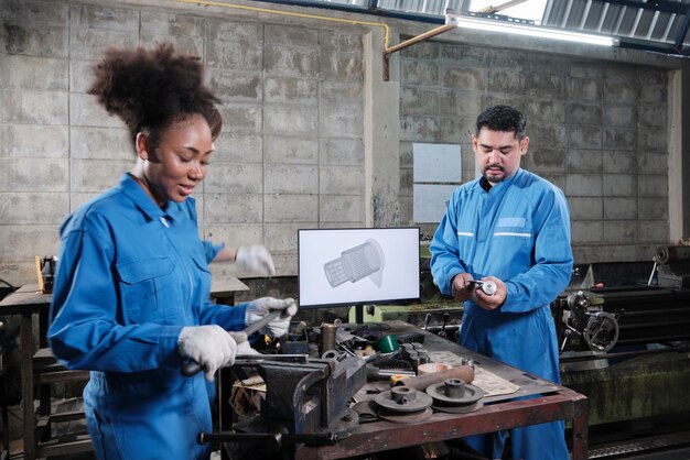 multiracial-industry-workers-teams-discuss-mechanical-drawings-monitor